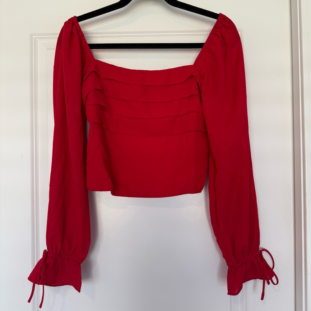 NWT Francesca's Red Long Sleeve Blouse